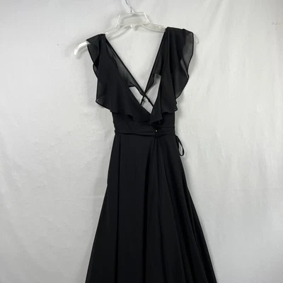 Yumi Kim Full Bloom Ruffle Maxi Wrap Dress Size XX Small Black Flowy Whimsygoth - Image 1 of 4