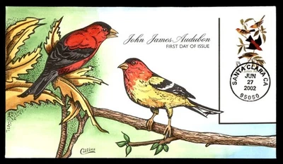 Mayfairstamps US FDC 2002 John James Audubon Collins Birds Hand Painted first Da - Image 1 of 2