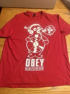 Obey Shirts | Obey Records Tee | Color: Red | Size: XL - Picture 1 of 5