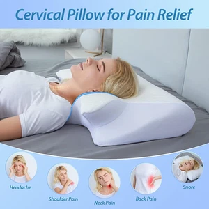 Ergonomic Neck Pillow Cervical Pain Relief Pillows Orthopedic Pillows Neck Pain - Picture 1 of 12