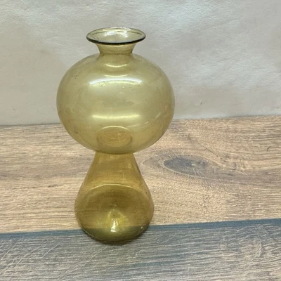 Mundgeblasene Vintage Glasvase Amber / studio glass vase - Bild 1 von 2