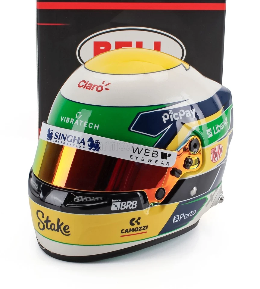 1/2 MINI HELMET - BELL HELMET - CASCO HELMET F1 GABRIEL BORTOLETO TEAM 4100421 - Immagine 1 di 1