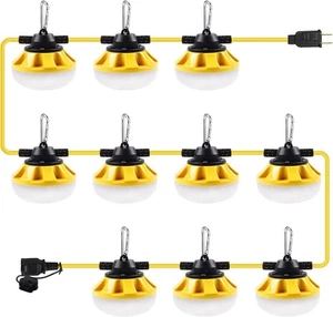 100 Fuß LED Bau Lichterkette 10 Glühbirnen, 14000 lm, Industriequalität, Wetter... - Bild 1 von 9