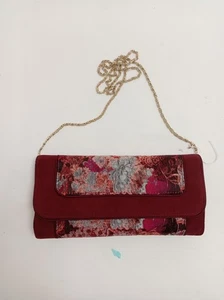 Ruby Shoo Red Floral Clutch Bag with Chain Strap Elegant Evening Purse - Picture 1 of 9