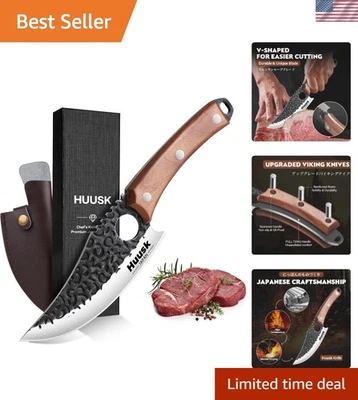 Gourmet Viking Knife Gift - High Carbon Steel Butcher Knife with  Sheath - Image 1 of 4