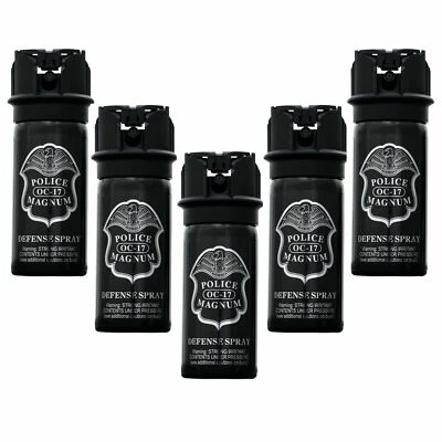 5 PCK Pepper Spray POLICE MAGNUM 2oz Stream Flip Top Defense Security Protection