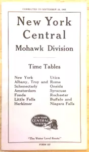 NEW YORK CENTRAL MOHAWK DIVISION FORM 127 PASSENGER TIMETABLE SEPTEMBER 28, 1941 - Picture 1 of 3
