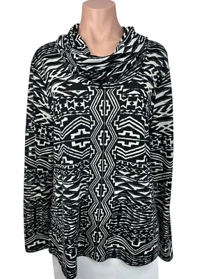 Top Pullover Chico's Cuello Capucha Blanco y Negro Talla XL Poliéster/Spandex Manga Larga Foto 1 de 4