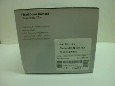 BOSCH VDC-455V09-20 CAMERA FLEXIDOME-XT+ 1/3 NTSC 9-22MM 540 TVL COLOR NIB - Image 1 of 4