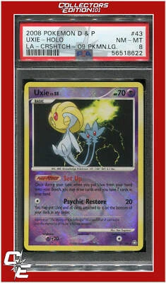 Legends Awakened 43 Uxie Holo Crosshatch 2009 Pokemon League PSA 8 - Image 1 of 2