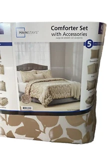 Mainstays 5-Piece Gold Floral Comforter Set, King New - Picture 1 of 9