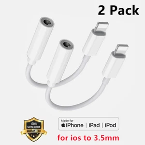 2PC Adapter for iPhone to 3.5mm Aux Headphone Jack Connector Plug and Play New - Picture 1 of 13