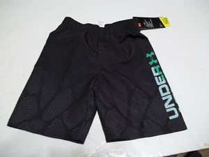 Under Armour solid black boys swim suit trunk board shorts youth sz 7 swimsuit - Picture 1 of 2