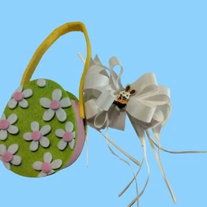 Easter Bunny Hair Ribbon White Girls Bow Barrette Daisy Egg Basket Gift Bag - Picture 1 of 6