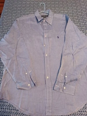 POLO RALPH LAUREN Blue Yarmouth Oxford Cotton long sleeve Shirt Size 17 35 - Image 1 of 4