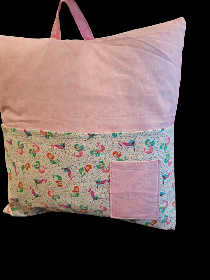 Almohada de lectura de bolsillo tema sirena, 2 bolsillos.  Solo farsa. Hecho a mano Foto 1 de 4