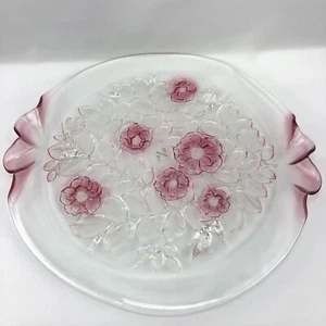 Mikasa Pink Rosella Walther Crystal Large Round Platter - Picture 1 of 2