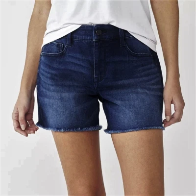 NUEVO Pantalones Cortos Para Mujer Nine West Denim Lavado Oscuro Corte Deshilachado Dobladillo Elástico 16 18 Foto 1 de 2