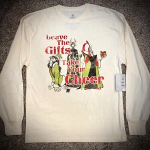 DISNEY VILLAIN CHRISTMAS LONG-SLEEVE T-SHIRT off-white scar maleficent jafar NEW - Picture 1 of 6