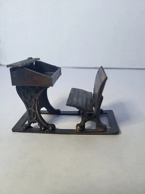 Vintage 1976 Durham Industries Miniature Metal School Desk Dollhouse Bench - Image 1 of 4