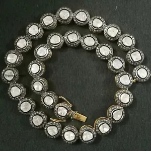 Collana da sposa con diamanti naturali polki gioielli in argento sterling gioielli fatti a mano - Foto 1 di 1