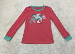 Eddie Bauer Girls Size M (10/12) Bear Graphic Long Sleeve Multicolor Sleep Shirt - Picture 1 of 9