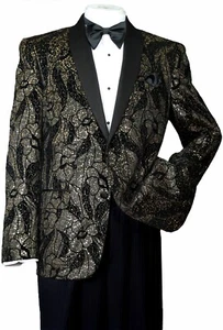 Chaqueta de seda de lentejuelas brillantes para hombre diseño de 2 botones por Fotino Landi T816 - Imagen 1 de 6