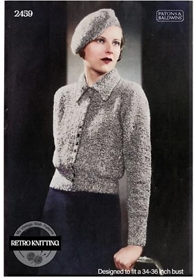 1930's Coat and Beret Knitting Pattern Bust 34-36 - Image 1 of 2