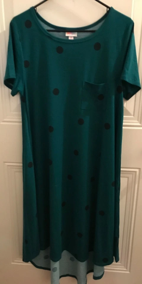 Vestido LulaRoe Carly Bosque Verde/Negro Lunares Talla M Foto 1 de 1