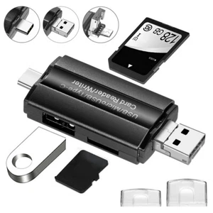 Card Reader OTG Adapter Converter USB C/Micro USB/USB 2.0 to USB/SD/TF 3 Slots - Picture 1 of 9
