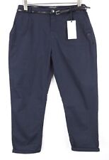 MAISON SCOTCH Women Trousers Chino W31/L32 Navy Crop Cotton Stretch Pleated