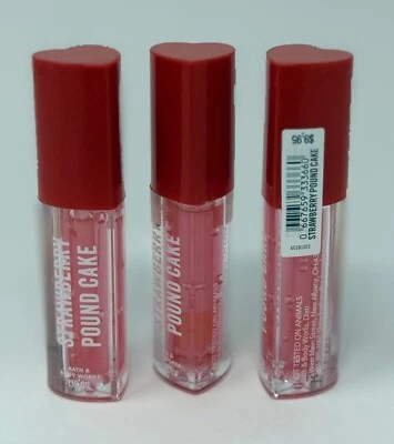 3 BATH & BODY WORKS STRAWBERRY POUND CAKE LIP OIL GLOSS SHINE BALM WAND HEART - Image 1 of 4