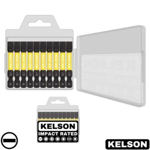 10 x 7mm Slotted 50mm Flat-Head Impact Screwdriver Bits with Case 1/4" KELSON - Picture 1 of 3