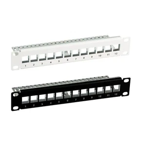 Patchpanel Verteilerfeld 10 Zoll 12-Port für Keystone Module Rackeinbau 1HE LAN - Afbeelding 1 van 5