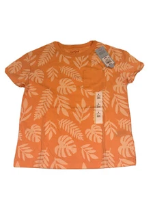 Cat & Jack Kids Size S(6-7) Peach “ Leaf Pattern” T-Shirt New With Tags - Picture 1 of 2