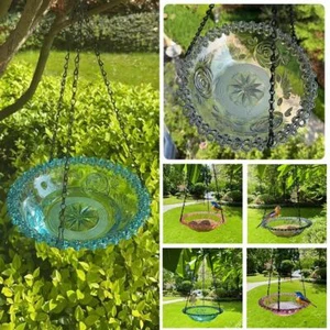 Hanging Bird Bath Outdoor Birdbath Bowl Hanging Bird For Garden Tray Feeder K5S4 - Picture 1 of 17