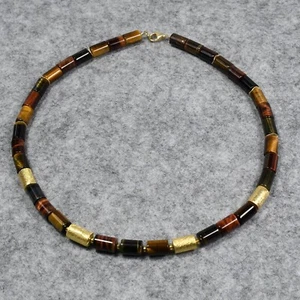 Tigerauge Halskette, 925er Silber, Edelsteinhalskette (K2235), Edelsteinschmuck - Bild 1 von 1