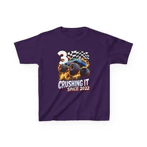 Birthday Monster Truck 3 year Old Boys 3rd Party Born 2022 T-Shirt - Picture 1 of 17
