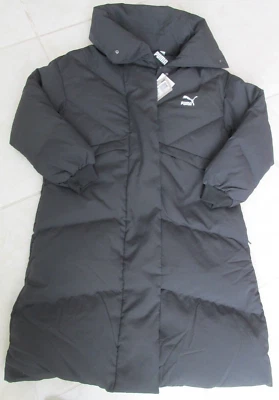 NEW PUMA Classics Long Down Puffer Jacket Coat WOMEN'S S Black - Image 1 of 4
