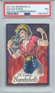 2017 DC Bombshells Matias Streb Artist Sketch Wonder Woman 1/1 ONE OF ONE PSA 7 - Picture 1 of 2