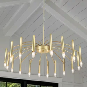 18-Light Spray Gold Modern Linear Candle Chandelier for Dinning Room - Picture 1 of 6