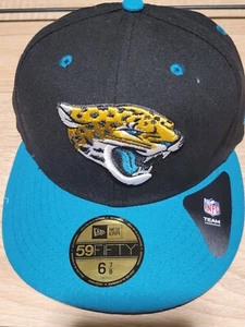NEW Jacksonville Jaguars New Era Two-Toned 59FIFTY Fitted Hat Black Top Teal Rim - Picture 1 of 3