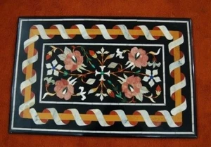 36" x 22" Marble Side / Corner Pietra Dura coffee Table Top Inlay Handmade Work - Picture 1 of 1