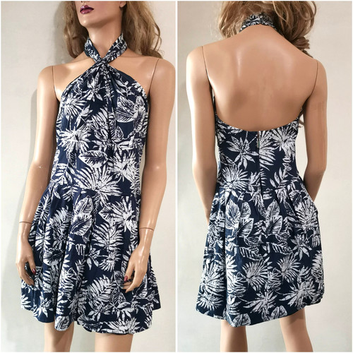 Abito AUTENTICO VINTAGE SS2011 Christian Dior stampa floreale blu cotone IT 42 FR 38