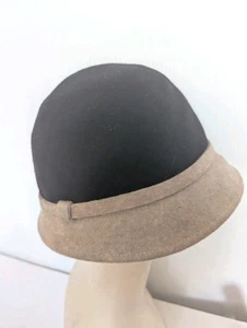 Coldwater Creek Wool Bucket Hat Felt  Beige Black Women Boho Gorp Granny Money - Picture 1 of 6