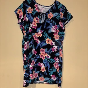 Lands End swim cover-up tunic dress floral Small - Picture 1 of 6