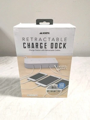 North Retractable Charge Dock Charging Station 2 Micro-USB 2 Lightening Cables - Image 1 of 4