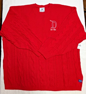 Disneyland Cable Knit Red Spirit Jersey Sweater Holiday Christmas New XXL - Image 1 of 4