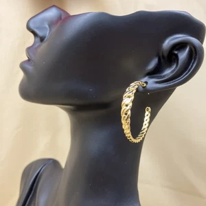 Michael Kors Curb Link Medium Creolen Gold Plättchen Sterlingsilber Neu mit Etikett 175 $ - Bild 1 von 6