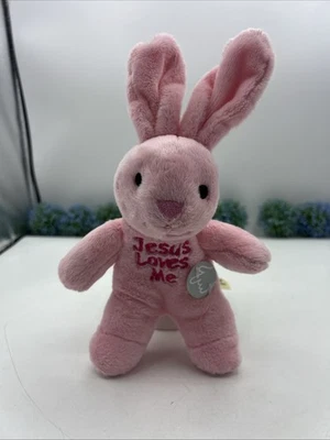 Dan Dee - Jesus Loves Me Bunny Rabbit 9" Pink Musical Plush Easter Toy WORKS - Image 1 of 4